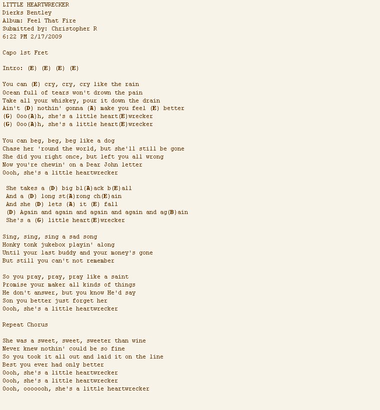 Little Heartwrecker Chords Little Heartwrecker Chords